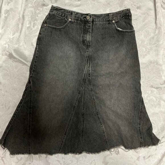 vintage black denim midi skirt size 10 - Picture 1 of 5